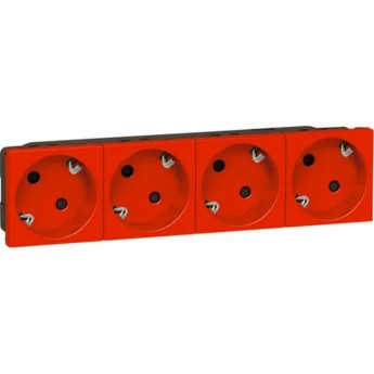 Розетка LEGRAND 4 х 2К+3 Программа Mosaic для монтажа на кабель-каналах с винтовыми зажимами красная Розетка LEGRAND 4 х 2К+3 Программа Mosaic для монтажа на кабель-каналах с винтовыми зажимами красная