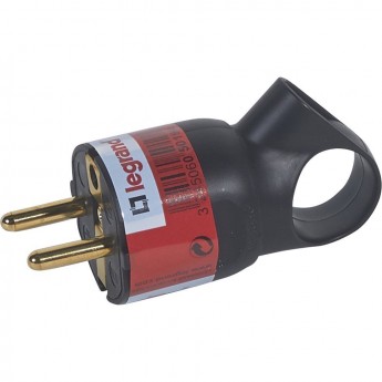 Вилка LEGRAND 2К+3 серия Элиум 16 А с кольцом пластик винтовой зажим чёрный