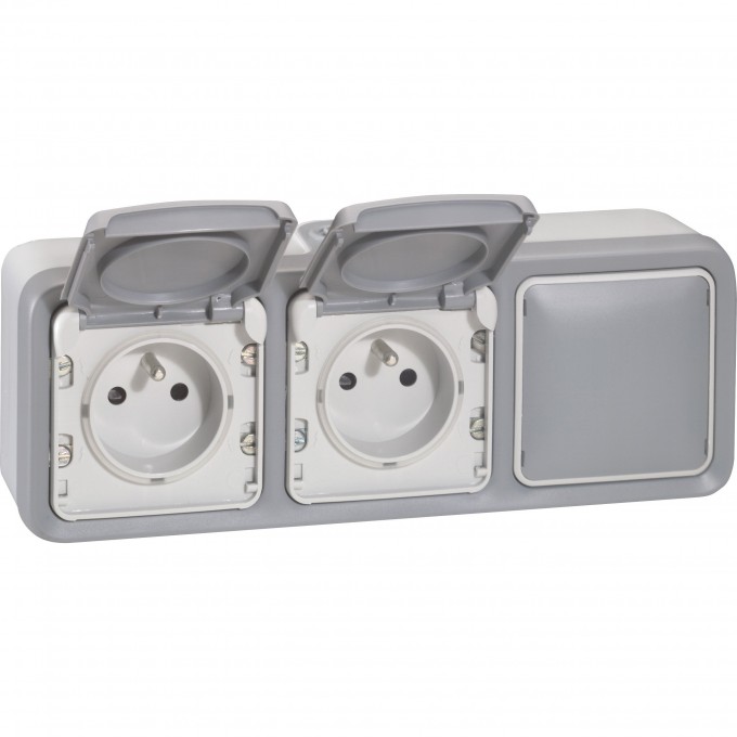 Трехместная монтажная коробка LEGRAND Программа Plexo серый 3 поста горизонтальная установка серый 069680
