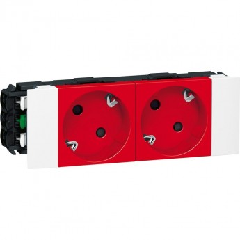 Розетка LEGRAND 2 x 2К+3 Mosaic для установки в кабель-канале автоматические клеммы с механической блокировкой красный Розетка LEGRAND 2 x 2К+3 Mosaic для установки в кабель-канале автоматические клеммы с механической блокировкой красный