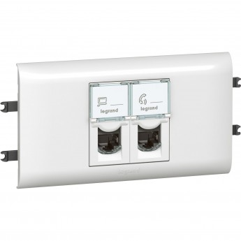 Розетка LEGRAND 2 x RJ 45 Программа Mosaic с рамкой и суппортом для DLP с крышкой 65 мм категория 6 UTP белый Розетка LEGRAND 2 x RJ 45 Программа Mosaic с рамкой и суппортом для DLP с крышкой 65 мм категория 6 UTP белый
