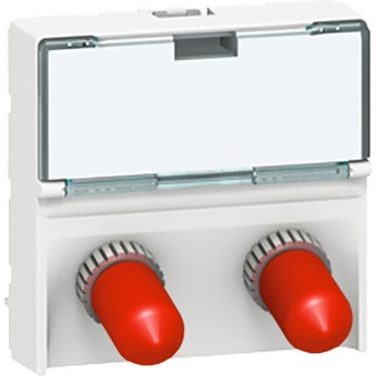 Волоконно-оптическая розетка LEGRAND Mosaic 2 x ST соединение байонетное 2 модуля белый