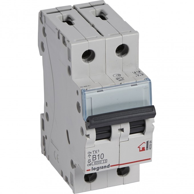 Автоматический выключатель LEGRAND TX³ 6000 6 кА тип B 2П 230/400 В 10А 2 модуля белый 403984