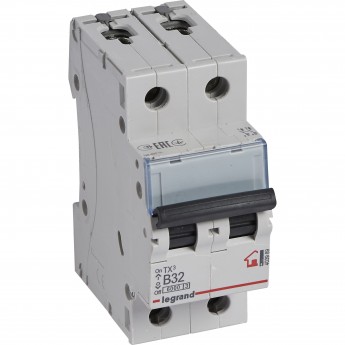 Автоматический выключатель LEGRAND TX³ 6000 6 кА тип B 2П 230/400 В 32А 2 модуля белый Автоматический выключатель LEGRAND TX³ 6000 6 кА тип B 2П 230/400 В 32А 2 модуля белый