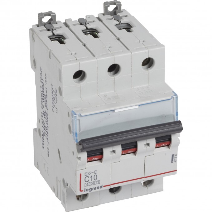 Автоматический выключатель LEGRAND DX³-E 6000 6 кА тип C 3П 230/400 В 10А 3 модуля белый 407289