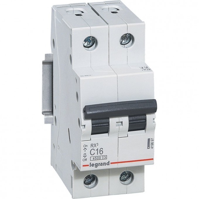 Автоматический выключатель LEGRAND RX3 4,5кА 16А 2П тип C белый 419697