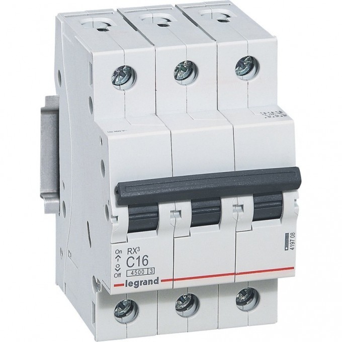 Автоматический выключатель LEGRAND RX3 4,5кА 6А 3П тип C белый 419705