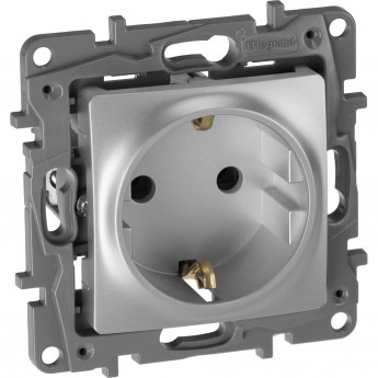 Розетка LEGRAND 2К+З немецкий стандарт винтовые зажимы 16 А 250 В Etika алюминий Розетка LEGRAND 2К+З немецкий стандарт винтовые зажимы 16 А 250 В Etika алюминий