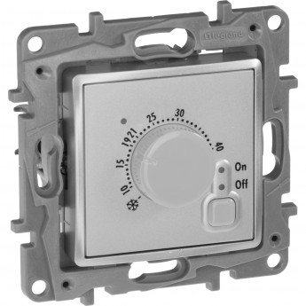 Термостат LEGRAND с внешним датчиком для тёплых полов Etika алюминий Термостат LEGRAND с внешним датчиком для тёплых полов Etika алюминий