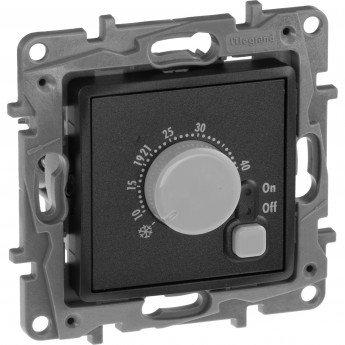 Термостат LEGRAND с внешним датчиком для тёплых полов Etika антрацит Термостат LEGRAND с внешним датчиком для тёплых полов Etika антрацит
