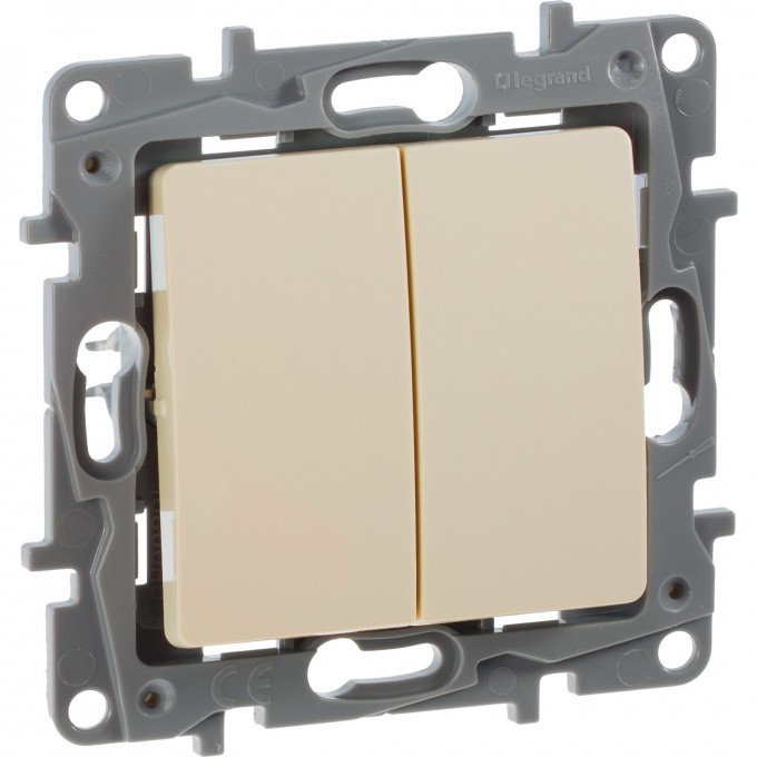 Выключатель LEGRAND Etika двухклавишный 10 A 250 В слоновая кость 672302