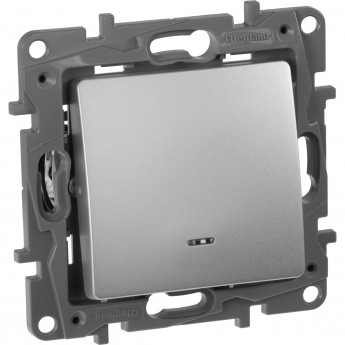 Выключатель LEGRAND Etika одноклавишный с подсветкой/индикацией автоматические клеммы 10 AX 250 В алюминий