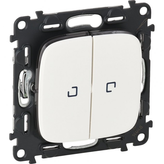 Переключатель LEGRAND Valena ALLURE двухклавишный 10АХ 250В с подсветкой с лицевой панелью белый 752709