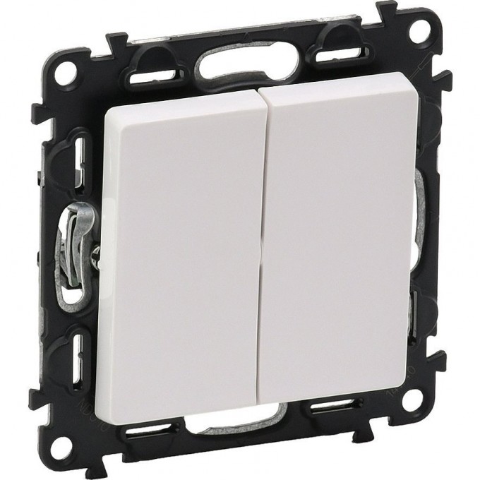Переключатель LEGRAND Valena LIFE двухклавишный 10А 250В с лицевой панелью безвинтовые зажимы белый 752408