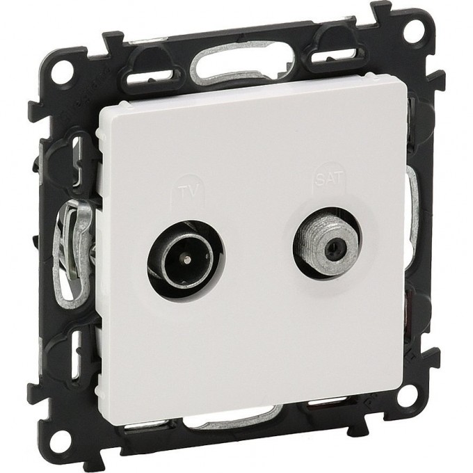 Розетка LEGRAND Valena LIFE проходная TV-SAT 1,5дБ/14дБ диапазоны 5-862МГц/950-2400 МГц с лицевой панелью белый 753463