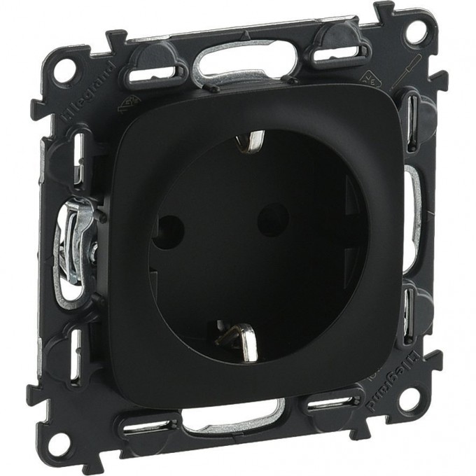 Силовая розетка LEGRAND Valena ALLURE 2К+З 16А 250В с лицевой панелью винтовые зажимы антрацит 753934