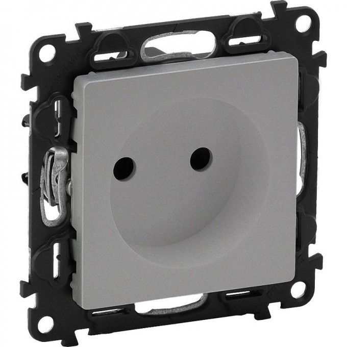 Силовая розетка LEGRAND Valena LIFE 2К 16А 250В c лицевой панелью с защитными шторками безвинтовые зажимы алюминий 753616
