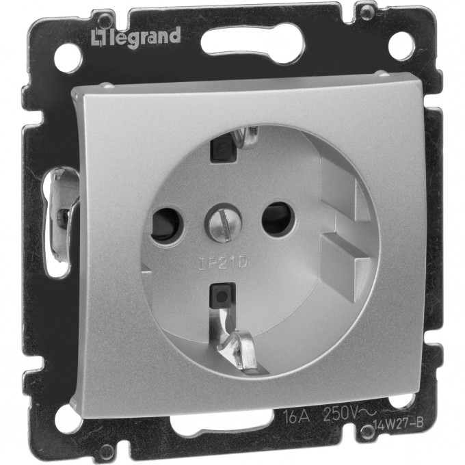 Силовая розетка LEGRAND Valena 2К+3 с защитными шторками на винтах 10/16 А 230/250 В алюминий 770121