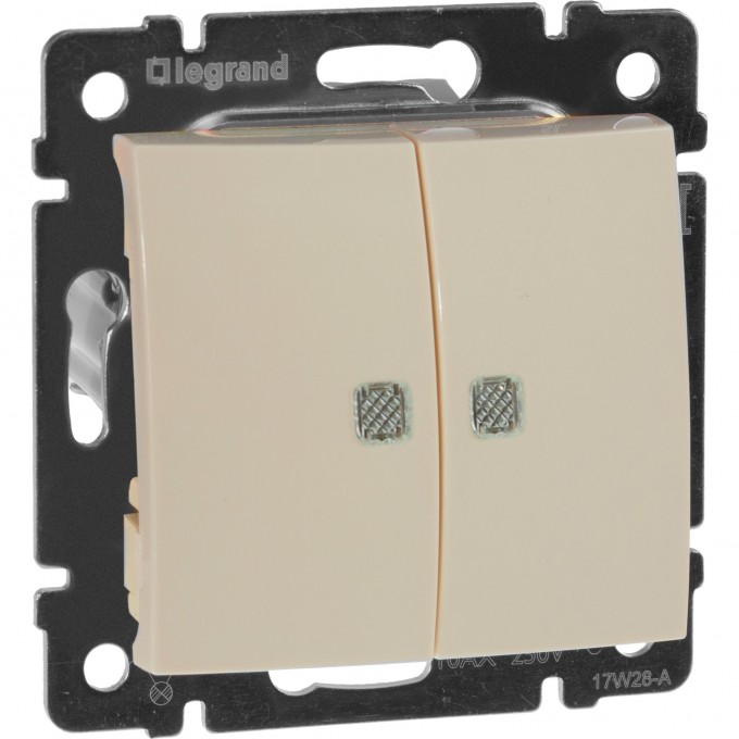 Двойной выключатель LEGRAND Valena с подсветкой 10 A 250 В слоновая кость 774328
