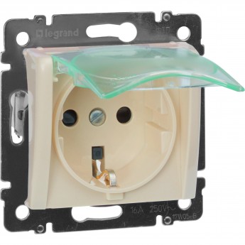 Розетка LEGRAND Valena IP 44 немецкий стандарт 2К+3 с крышкой и защитными шторками слоновая кость Розетка LEGRAND Valena IP 44 немецкий стандарт 2К+3 с крышкой и защитными шторками слоновая кость