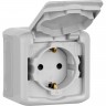 Розетка LEGRAND 2К+З с защитными шторками 16 A 250 В Quteo IP 44 серый 782351