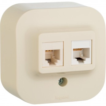 Розетка LEGRAND двойная 2 x RJ45 категория 5e UTP Quteo IP 20 слоновая кость Розетка LEGRAND двойная 2 x RJ45 категория 5e UTP Quteo IP 20 слоновая кость