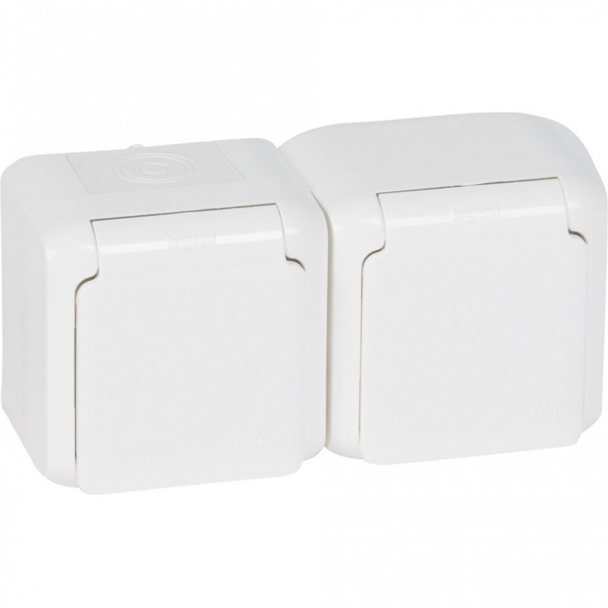 Розетки LEGRAND 2 х 2К+З с защитными шторками 16 A 250 В Quteo IP 44 белый 782323