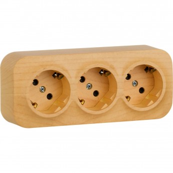 Розеточный блок LEGRAND 3 x 2К+З с защитными шторками 16 A250 В Quteo IP 20 дерево