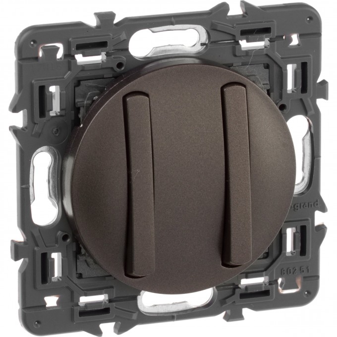 Выключатель LEGRAND Celiane двухклавишный 1-полюсный с тонкими клавишами графит SET-2-067001-02