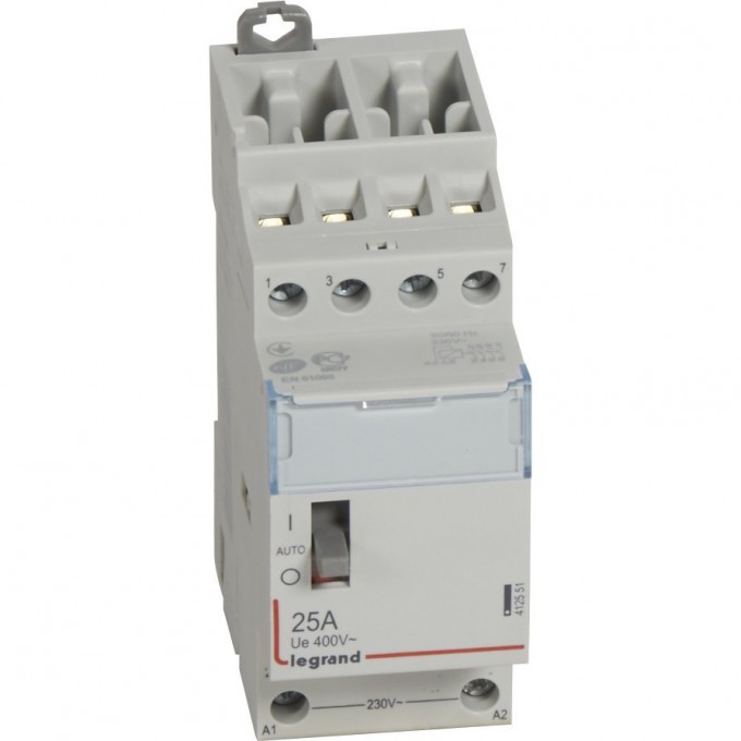 Контактор LEGRAND CX³, 4П, 400 В~, с катушкой 230 В~, 25 A, 4 Н.О., 2 модуля, с рукояткой управления 412551