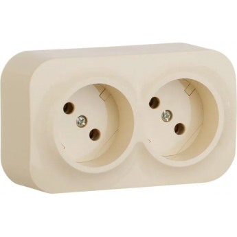 Розетка LEGRAND 2-м ОП Quteo 16А IP20 250В 2х2P без заземления, без защитных шторок, слоновая кость Розетка LEGRAND 2-м ОП Quteo 16А IP20 250В 2х2P без заземления, без защитных шторок, слоновая кость