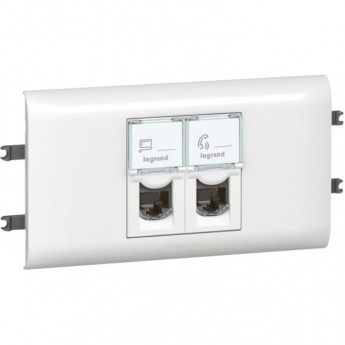 Розетка LEGRAND Mosaic DLP для крышки 65мм 2X RJ45 UTP Кат.6, белый Розетка LEGRAND Mosaic DLP для крышки 65мм 2X RJ45 UTP Кат.6, белый