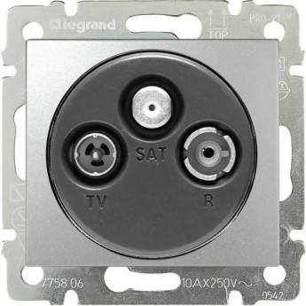 Розетка LEGRAND TV-FM-SAT Valena проходная 14 дБ 2400 МГц алюминий Розетка LEGRAND TV-FM-SAT Valena проходная 14 дБ 2400 МГц алюминий