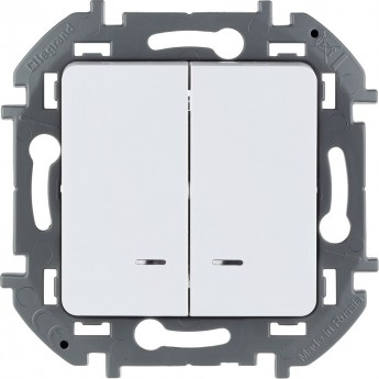 Выключатель двухклавишный LEGRAND INSPIRIA с подсветкой/индикацией 10 AX 250 В белый Выключатель двухклавишный LEGRAND INSPIRIA с подсветкой/индикацией 10 AX 250 В белый