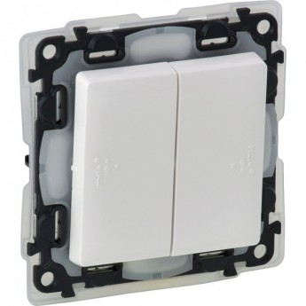Выключатель LEGRAND Valena LIFE IP44 двухклавишный 10А 250В IP44 с лицевой панелью безвинтовые зажимы белый