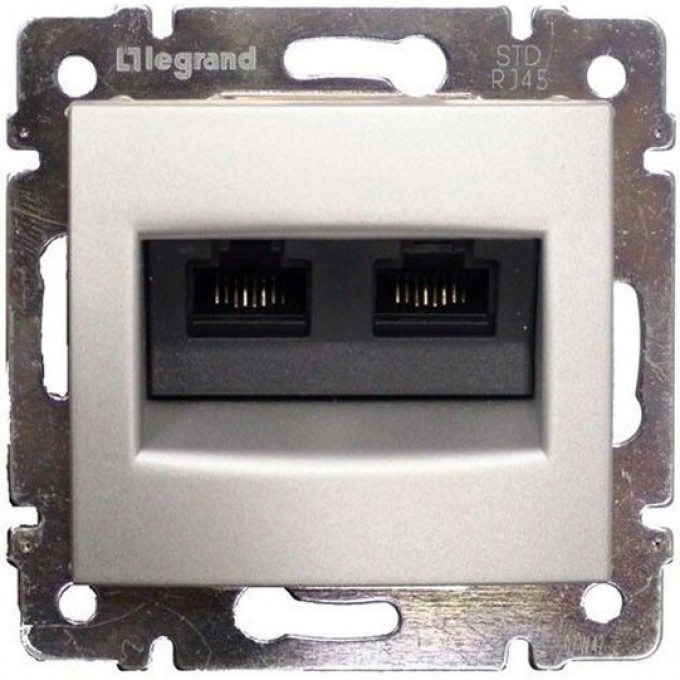 Информационная розетка LEGRAND Valena RJ45 категория 6 UTP 2 выхода на винтах алюминий 770243