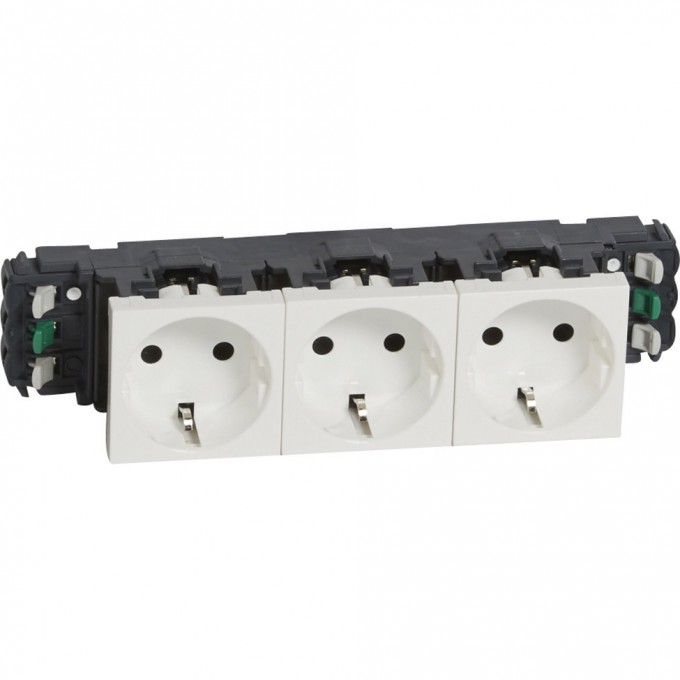 Розетка LEGRAND Mosaic 3х2К+3 для кабель-каналов, автоматические клеммы, белый 77403