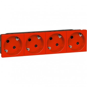 Розетка LEGRAND Mosaic 4х2к+З немецкий стандарт, угол 45, красный Розетка LEGRAND Mosaic 4х2к+З немецкий стандарт, угол 45, красный